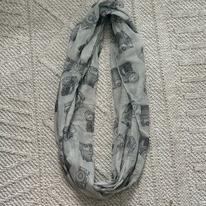 Gray Camera Print infinity Scarf